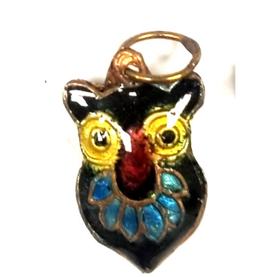 ENAMEL OWL 14X24MM BLACK